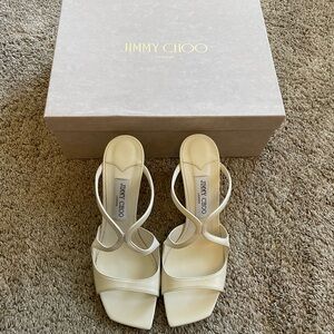 Jimmy Choo Anise Wedge in White Leather